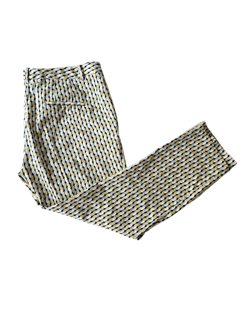 ZARA Gold Blue Gray Geometric Patterned Ankle Trousers | SZ 10